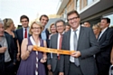 Hélène Mandroux, maire de Montpellier, Max Levita, président de la SERM Montpellier et Bruno Cavagné, président du groupe Giesper, lors de l'inauguration du 31 mai.