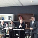 De gauche à droite : Hervé Knecht (AlterEos), Christian Queffelec (Astellia), Pierre Louette (d-g adjoint de France Télécom-Orange) et Pierre Pelouzet (médiateur des relations inter-entreprises).